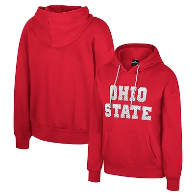 Women's Colosseum Scarlet Ohio State Buckeyes Reflection Rhinestone Drawcord Pullover Hoodie