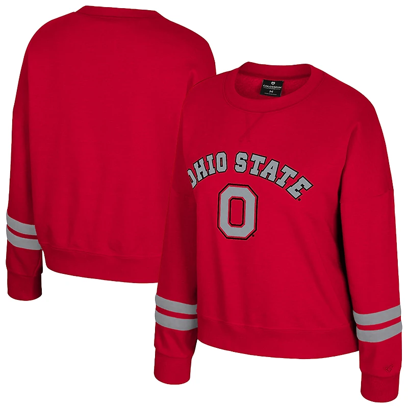 Sweat-shirt en molleton à col rond Splashy pour femme Colosseum Scarlet Ohio State Buckeyes