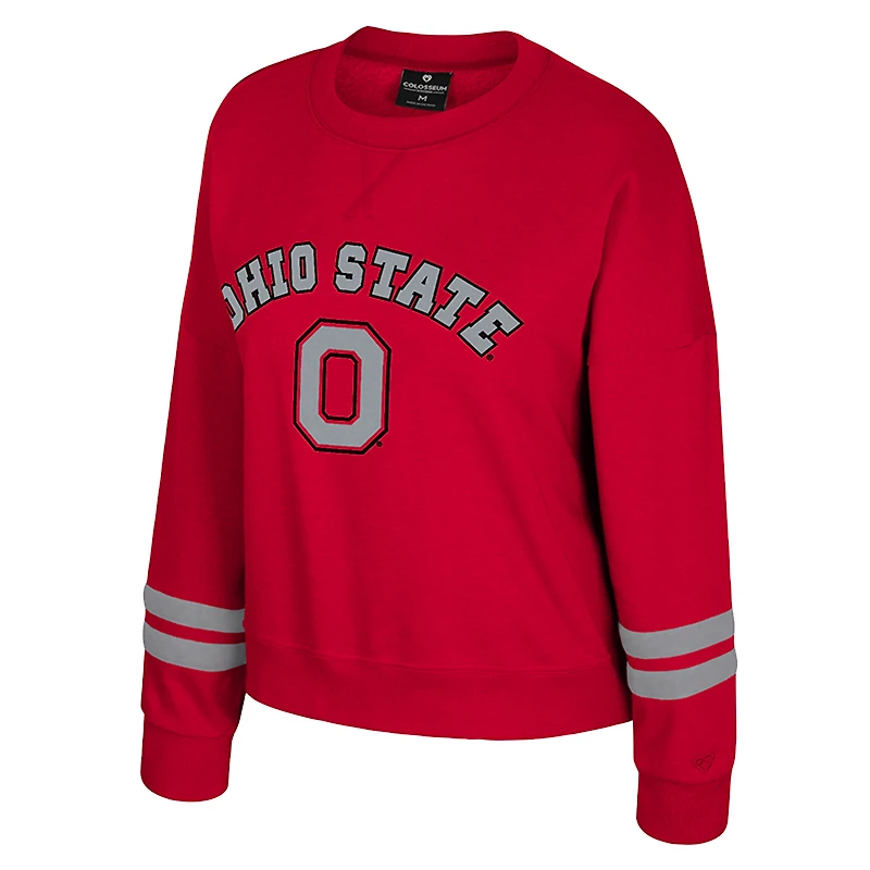 Sweat-shirt en molleton à col rond Splashy pour femme Colosseum Scarlet Ohio State Buckeyes