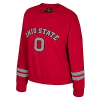 Sweat-shirt en molleton à col rond Splashy pour femme Colosseum Scarlet Ohio State Buckeyes