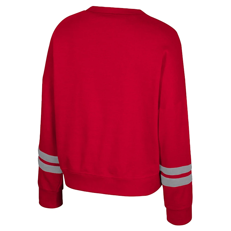Sweat-shirt en molleton à col rond Splashy pour femme Colosseum Scarlet Ohio State Buckeyes
