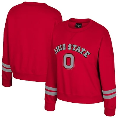Women's Colosseum Scarlet Ohio State Buckeyes Splashy Crewneck Fleece Sweatshirt