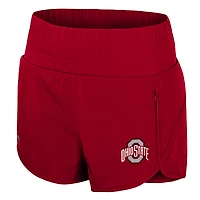 Women's Colosseum Scarlet Ohio State Buckeyes Stop By Smocked High Waist Shorts