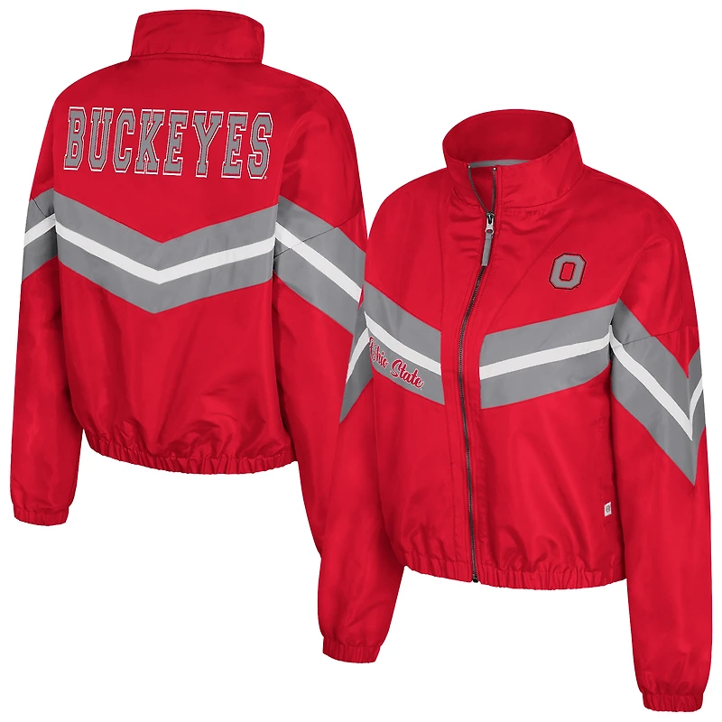 Coupe-vent à fermeture éclair intégrale Thin Ice pour femme Colosseum Scarlet Ohio State Buckeyes