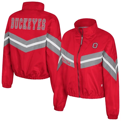 Coupe-vent à fermeture éclair intégrale Thin Ice pour femme Colosseum Scarlet Ohio State Buckeyes