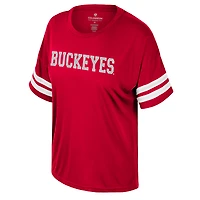 T-shirt surdimensionné à sequins pour femme Colosseum Scarlet Ohio State Buckeyes Treasure
