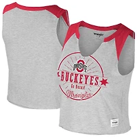 Women's Colosseum x Wrangler Heather Gray Ohio State Buckeyes Vintage Muscle Cropped T-Shirt
