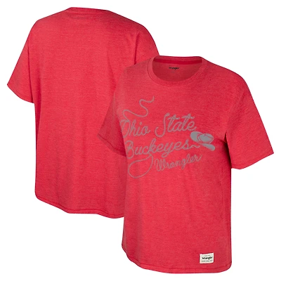 T-shirt surdimensionné Colosseum x Wrangler Scarlet Ohio State Buckeyes Lasso pour femmes