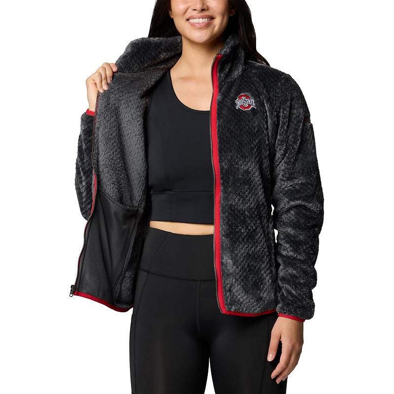 Veste zippée en sherpa Fireside II noire pour femme de Columbia Ohio State Buckeyes