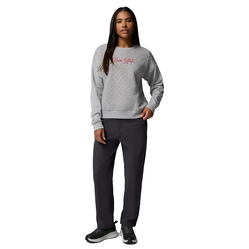 Women's Columbia Heather Gray Ohio State Buckeyes Collegiate Hart Mountain™ Quilted Sweatshirt