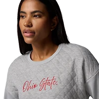 Women's Columbia Heather Gray Ohio State Buckeyes Collegiate Hart Mountain™ Quilted Sweatshirt