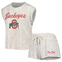 Ensemble de nuit haut et short sport crème Ohio State Buckeyes Montana pour femme