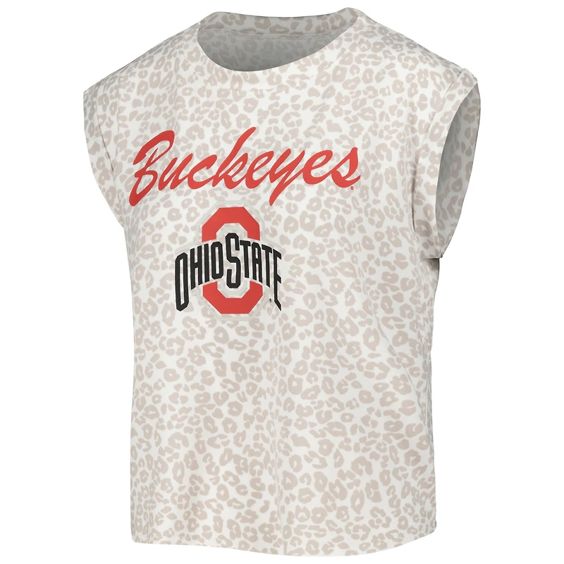 Ensemble de nuit haut et short sport crème Ohio State Buckeyes Montana pour femme