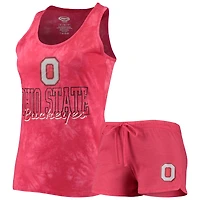 Women's Concepts Sport Scarlet Ohio State Buckeyes Billboard Tie-Dye Tank Top & Shorts Set