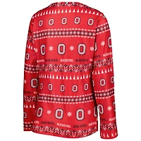 Women's Concepts Sport Scarlet Ohio State Buckeyes Flurry Ugly Sweater Long Sleeve T-Shirt & Pants Sleep Set