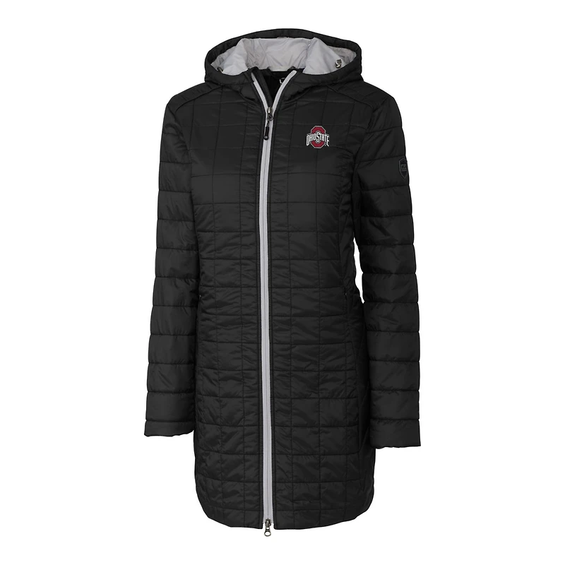 Women's Cutter & Buck Black Ohio State Buckeyes Rainier Primaloft Eco Hooded Long Coat