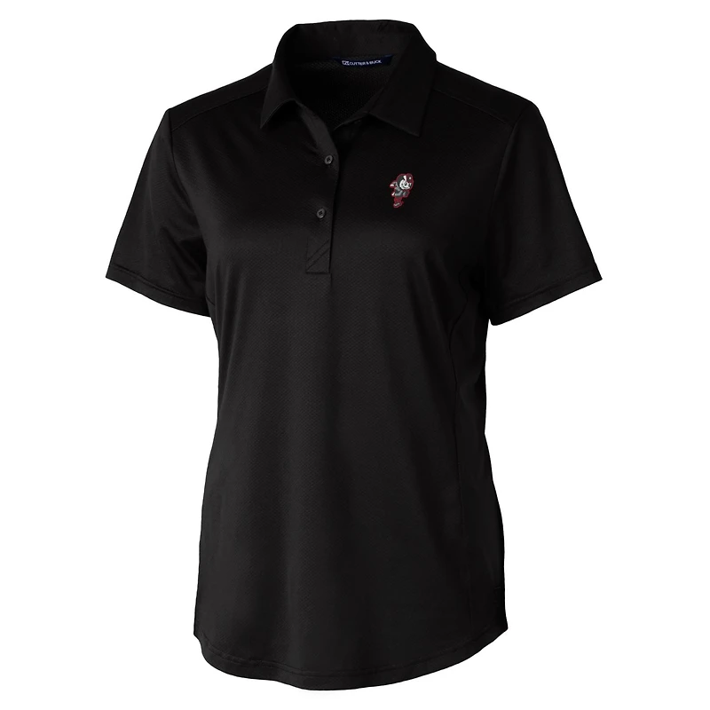 Women's Cutter & Buck Black Ohio State Buckeyes Vault Prospect Textured Stretch Polo