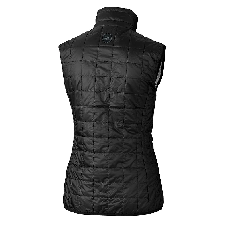 Women's Cutter & Buck Black Ohio State Buckeyes Vault Rainier PrimaLoft Eco Full-Zip Puffer Vest