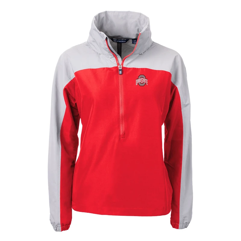 Women's Cutter & Buck Scarlet Ohio State Buckeyes Charter Eco Recycled Half-Zip Anorak Jacket