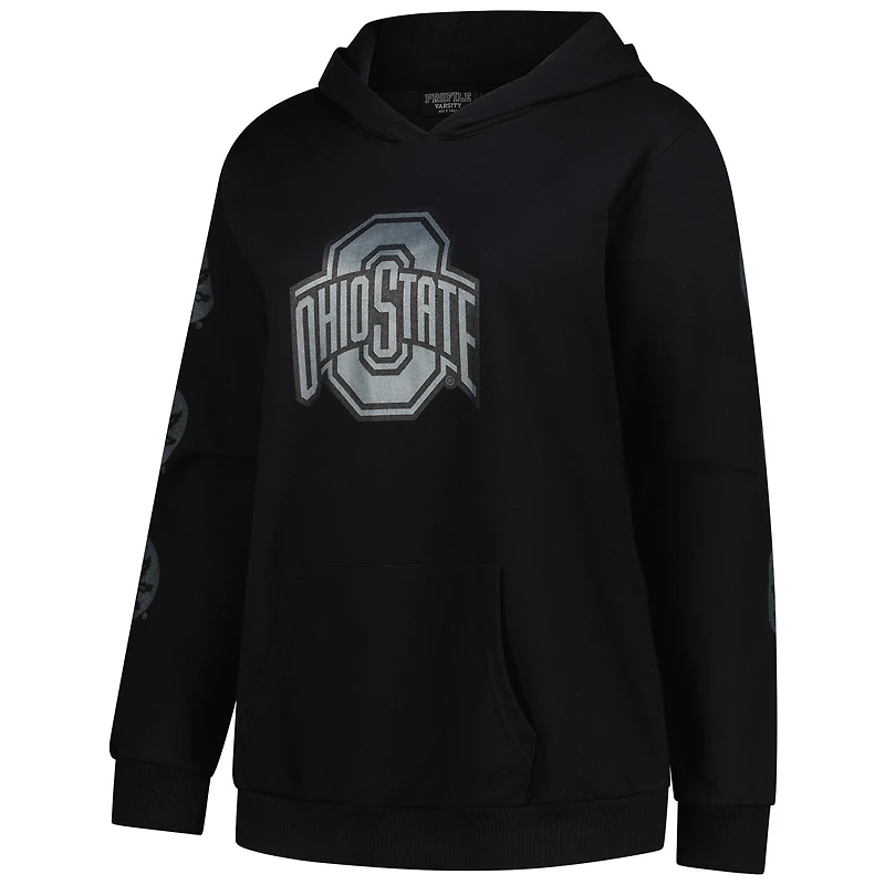 Women's Fanatics Black Ohio State Buckeyes Plus Sleeve Hit Pullover Hoodie