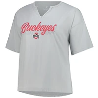 Women's Fanatics Gray Ohio State Buckeyes Plus Winning Gear Notch Neck T-Shirt