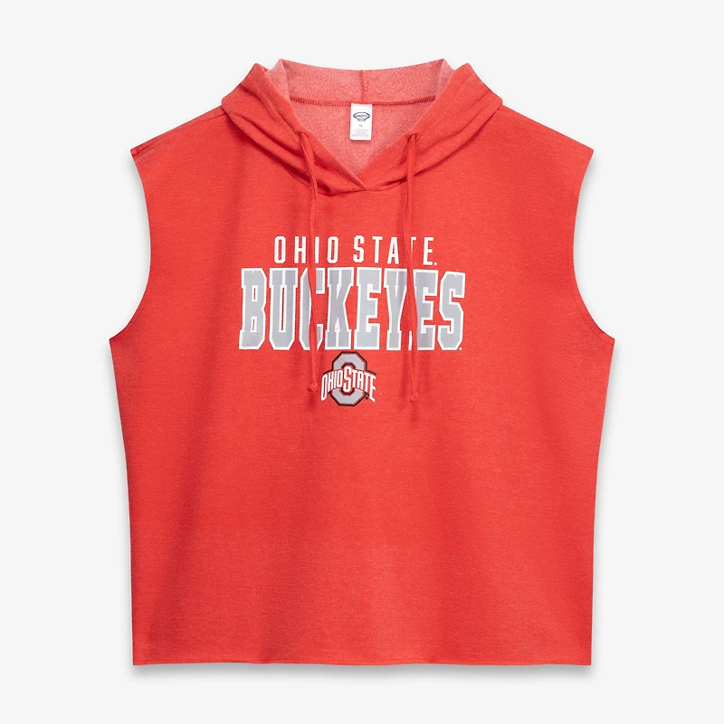 Women's Fanatics  Heather Scarlet Ohio State Buckeyes Plus Shorts & Sleeveless Hoodie Sleep Set