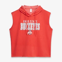 Women's Fanatics  Heather Scarlet Ohio State Buckeyes Plus Shorts & Sleeveless Hoodie Sleep Set