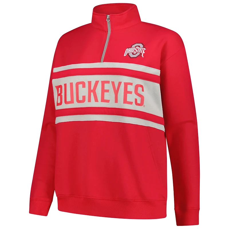 Women's Fanatics Scarlet/Gray Ohio State Buckeyes Plus Quarter-Zip Pullover