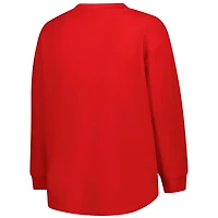 Women's Fanatics Scarlet Ohio State Buckeyes Lace-Up Waffle Knit Plus Long Sleeve T-Shirt