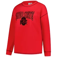 Women's Fanatics Scarlet Ohio State Buckeyes Plus Contrast Stitch Sweatshirt