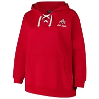 Women's Fanatics Scarlet Ohio State Buckeyes Plus Scripy Lace-Up V-Neck Hoodie