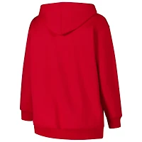 Women's Fanatics Scarlet Ohio State Buckeyes Plus Scripy Lace-Up V-Neck Hoodie