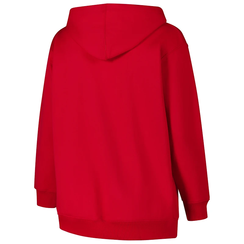 Sweat à capuche lacets et col en V Scripy pour femmes Fanatics Scarlet Ohio State Buckeyes grande taille
