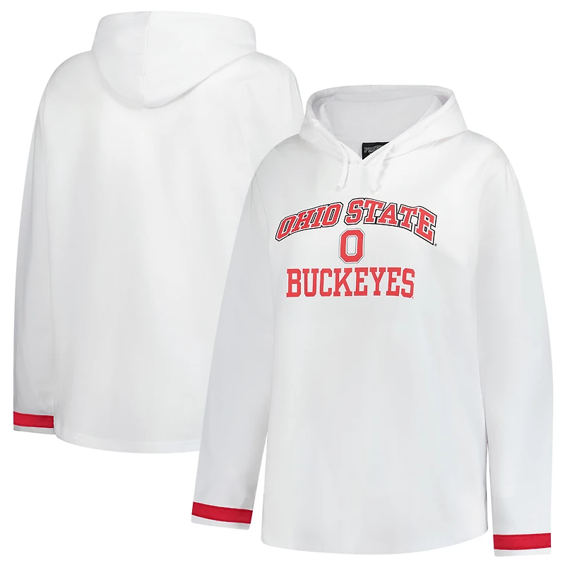 Women's Fanatics White Ohio State Buckeyes Plus Pullover Hoodie