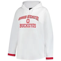Sweat à capuche grande taille pour femme Fanatics White Ohio State Buckeyes