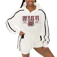 Ensemble sweat à capuche et short Gameday Couture Cream Ohio State Buckeyes Down, Set, Go pour femme