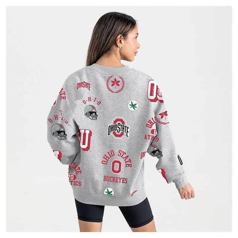 Women's Gameday Couture Gray Ohio State Buckeyes Always on Repeat Fleece Sweatshirt