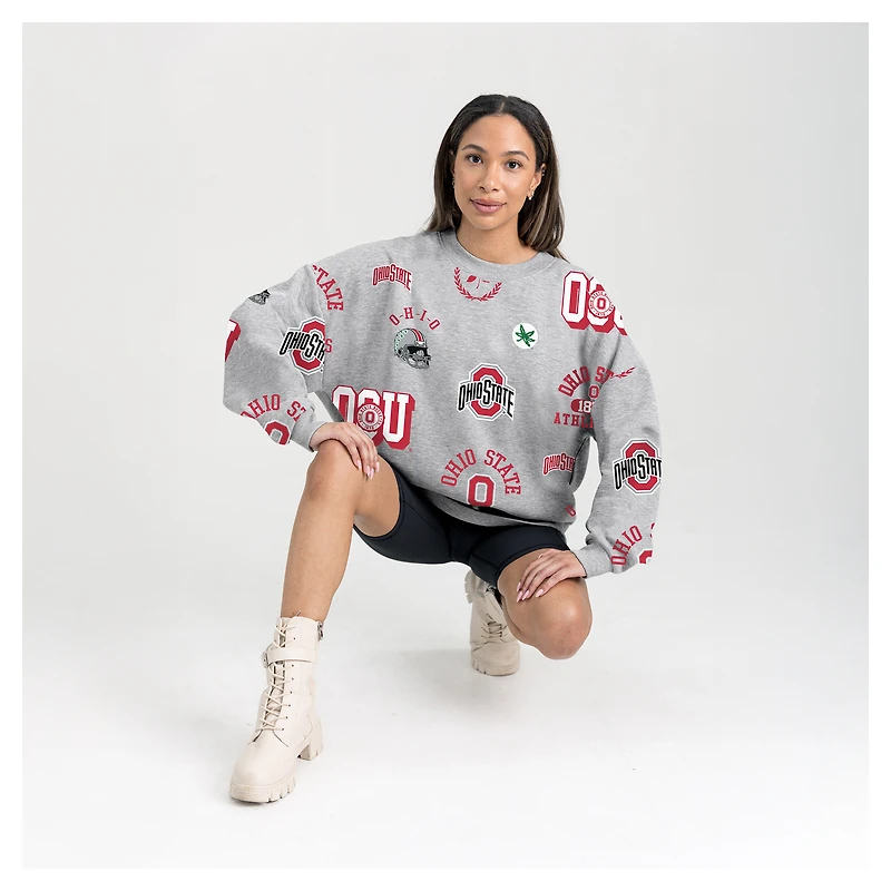 Women's Gameday Couture Gray Ohio State Buckeyes Always on Repeat Fleece Sweatshirt