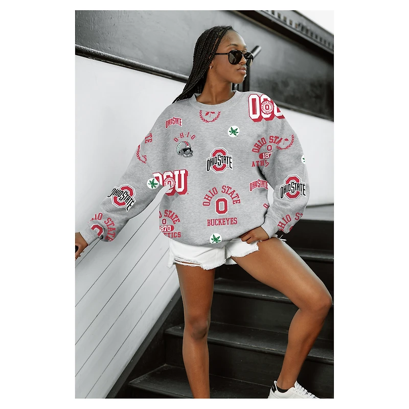 Women's Gameday Couture Gray Ohio State Buckeyes Always on Repeat Fleece Sweatshirt