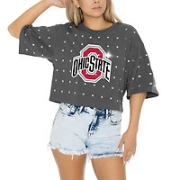 T-shirt court à strass Gameday Couture pour femme, gris, Ohio State Buckeyes Go Time