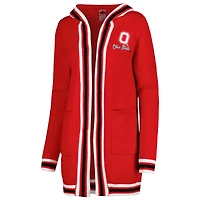 Women's Gameday Couture Scarlet Ohio State Buckeyes One More Round Tri-Blend Striped Hooded Cardigan Sweater