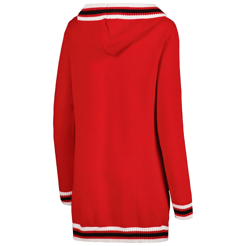 Women's Gameday Couture Scarlet Ohio State Buckeyes One More Round Tri-Blend Striped Hooded Cardigan Sweater