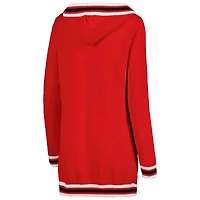 Women's Gameday Couture Scarlet Ohio State Buckeyes One More Round Tri-Blend Striped Hooded Cardigan Sweater
