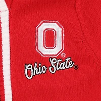 Women's Gameday Couture Scarlet Ohio State Buckeyes One More Round Tri-Blend Striped Hooded Cardigan Sweater