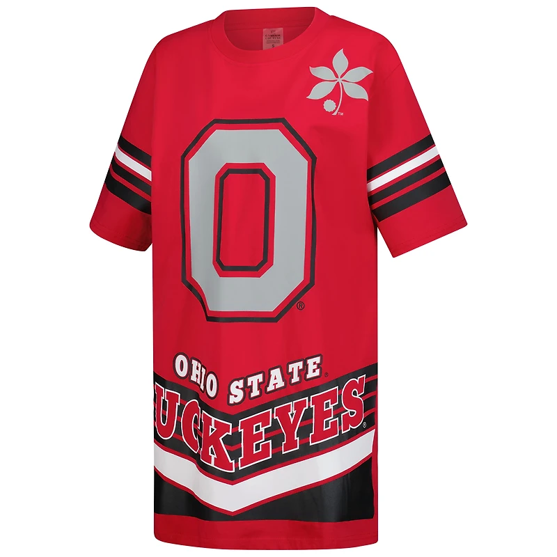 Robe t-shirt courte « Gameday Couture » ​​pour femme Scarlet Ohio State Buckeyes Perfect Score