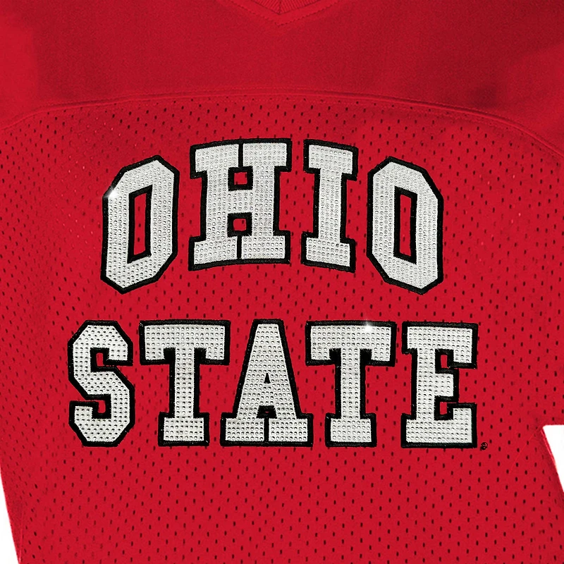 T-shirt tendance à strass Gameday Couture Scarlet Ohio State Buckeyes Until Kickoff pour femme