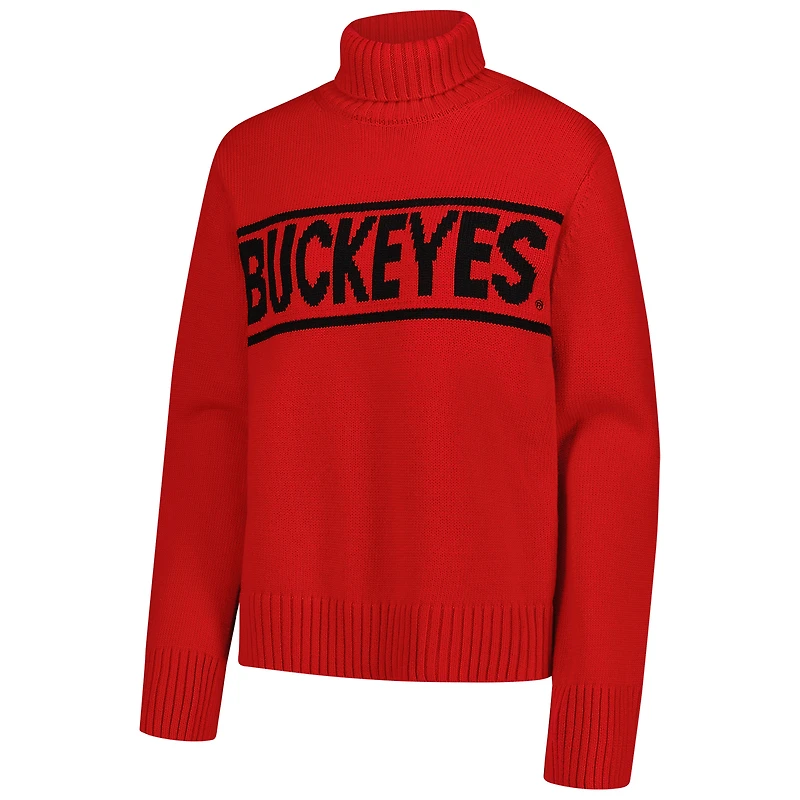 Pull à col roulé en chenille Scarlet Ohio State Buckeyes pour femme