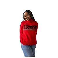 Pull à col roulé en chenille Scarlet Ohio State Buckeyes pour femme