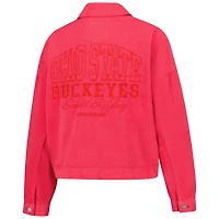 Women's Gameday Social Scarlet Ohio State Buckeyes Full-Button Cropped Shacket