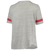 Women's Heathered Gray/Scarlet Ohio State Buckeyes Plus Lace-Up V-Neck T-Shirt